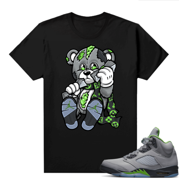 Jordan 5 Green Bean Shirts - Black Designer Bear V2