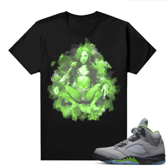 Jordan 5 Green Bean Shirts - Black Lil Kim Watercolor