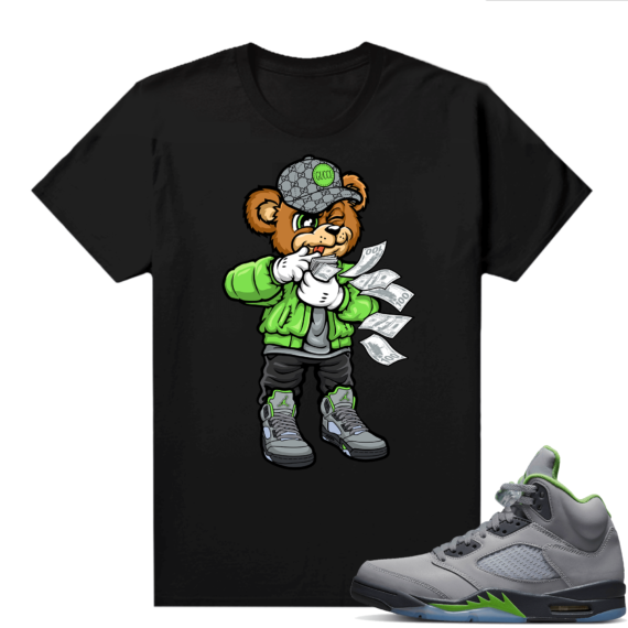 Jordan 5 Green Bean Shirts - Black Rich Bear