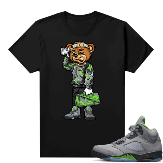 Jordan 5 Green Bean Shirts - Black Soulja Bear