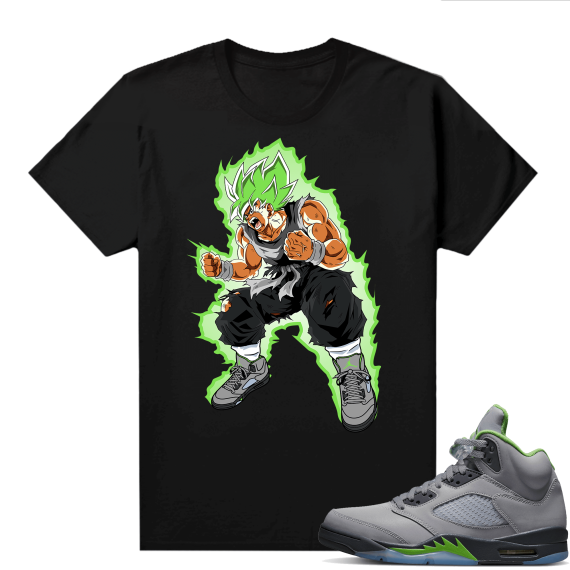 Jordan 5 Green Bean Shirts - Black Super Saiyan