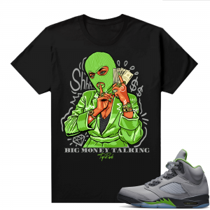 Jordan 5 Green Bean Shirts - Black Top Rank Big Money Talking