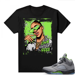 Jordan 5 Green Bean Shirts - Black Top Rank I love Haters