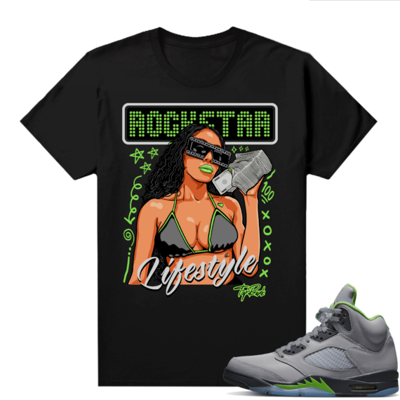 Jordan 5 Green Bean Shirts - Black Top Rank Rockstar Lifestyle