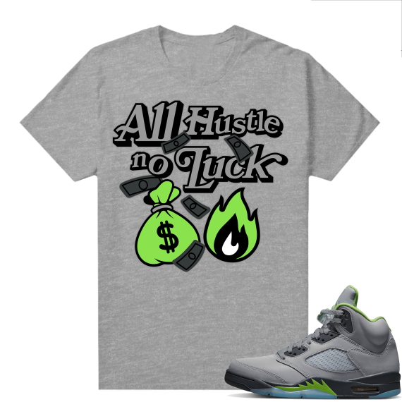 Jordan 5 Green Bean Shirts - Heather Grey All Hustle