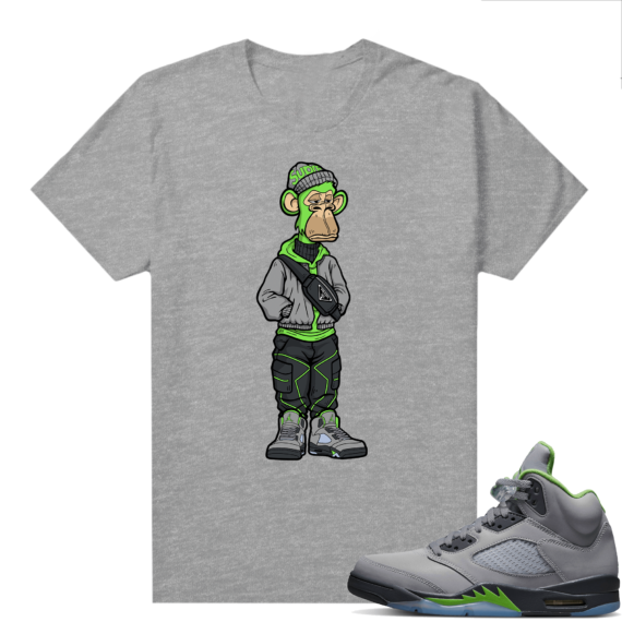 Jordan 5 Green Bean Shirts - Heather Grey Bored Ape Sneakerhead