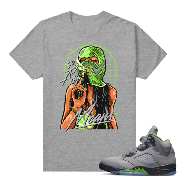 Jordan 5 Green Bean Shirts - Heather Grey By Any Means