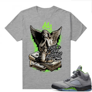 Jordan 5 Green Bean Shirts - Heather Grey Count your Blessings