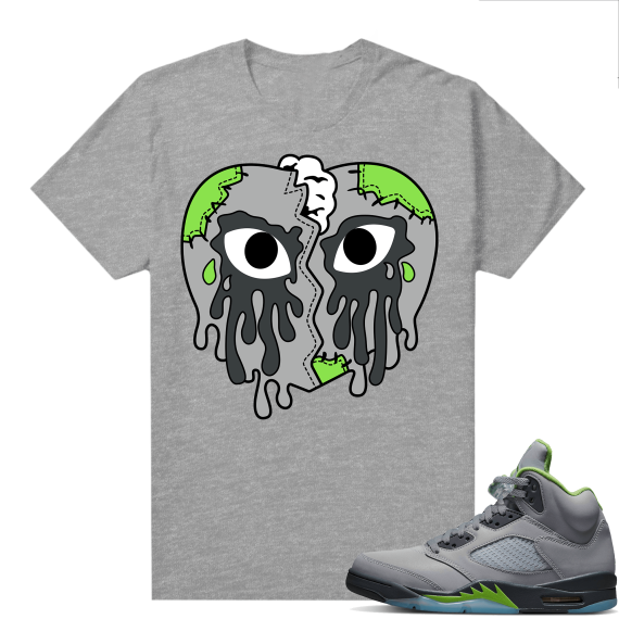 Jordan 5 Green Bean Shirts - Heather Grey Crying Heart