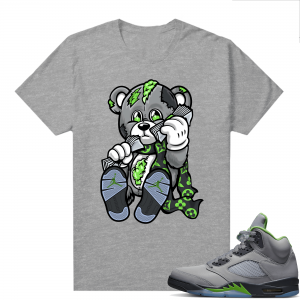 Jordan 5 Green Bean Shirts - Heather Grey Designer Bear V2