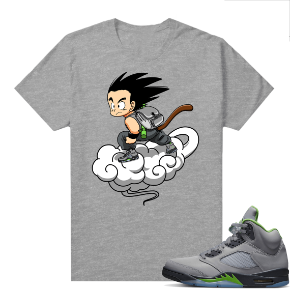 Jordan 5 Green Bean Shirts - Heather Grey Fly Goku