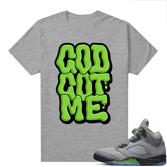 Jordan 5 Green Bean Shirts - Heather Grey God Got Me