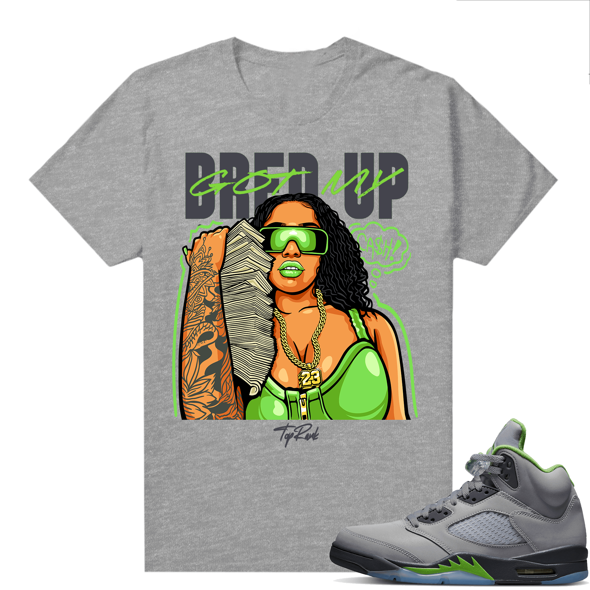 Jordan 5 Green Bean Shirts - Heather Grey Got My Bred Up