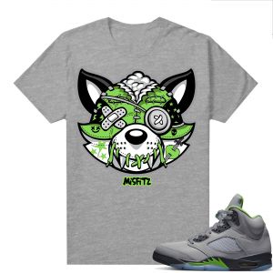 Jordan 5 Green Bean Shirts - Heather Grey Misfitz Foxy