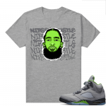 Jordan 5 Green Bean Shirts - Heather Grey Nipsey Mural