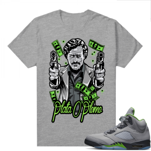 Jordan 5 Green Bean Shirts - Heather Grey Plata O Plomo