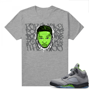 Jordan 5 Green Bean Shirts - Heather Grey Pop Smoke