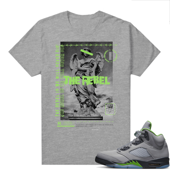 Jordan 5 Green Bean Shirts - Heather Grey Rebel