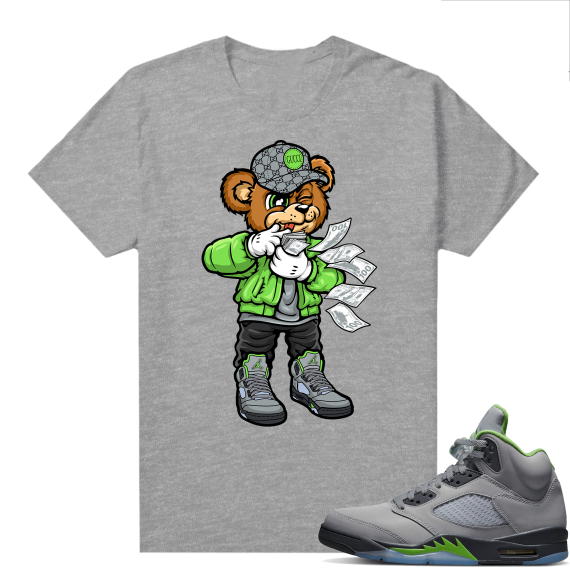 Jordan 5 Green Bean Shirts - Heather Grey Rich Bear