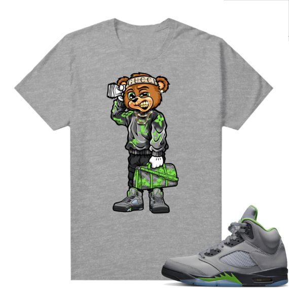 Jordan 5 Green Bean Shirts - Heather Grey Soulja Bear