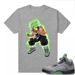 Jordan 5 Green Bean Shirts - Heather Grey Super Saiyan