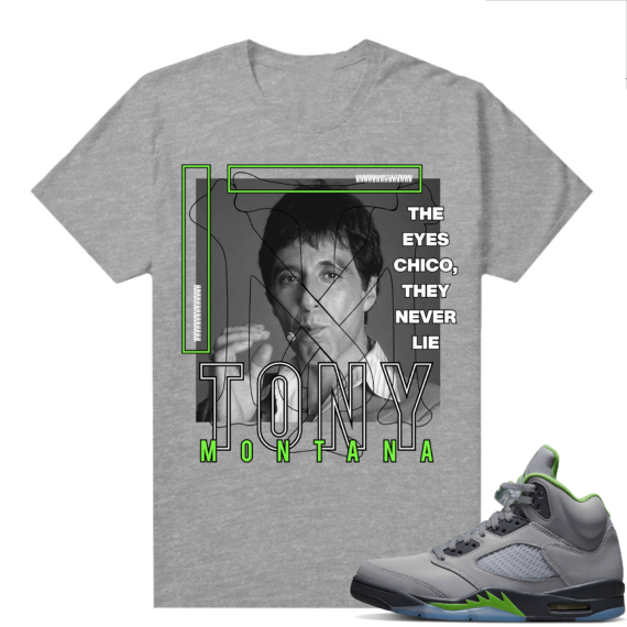 Jordan 5 Green Bean Shirts - Heather Grey Tony Montana