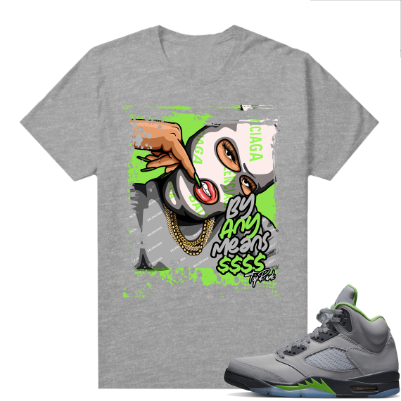 Jordan 5 Green Bean Shirts - Heather Grey Top Rank By Any Means