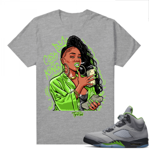 Jordan 5 Green Bean Shirts - Heather Grey Top Rank Cash is King