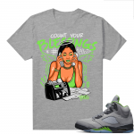 Jordan 5 Green Bean Shirts - Heather Grey Top Rank Count your Blessings