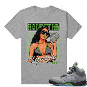 Jordan 5 Green Bean Shirts - Heather Grey Top Rank Rockstar Lifestyle