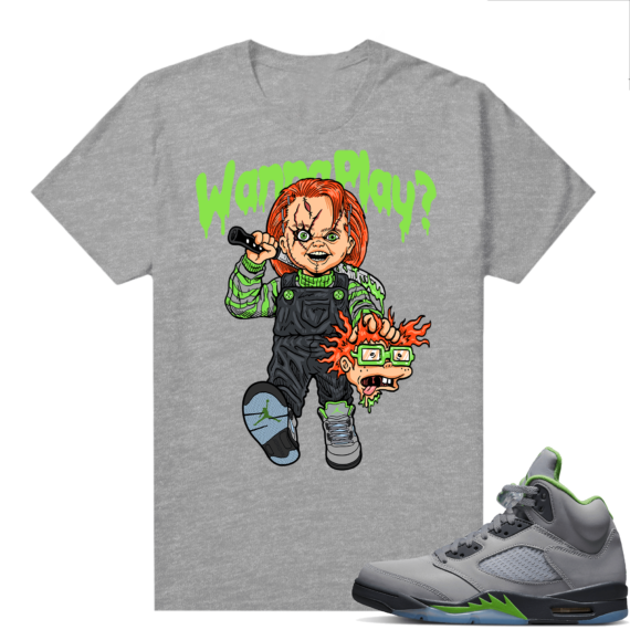 Jordan 5 Green Bean Shirts - Heather Grey Wanna Play