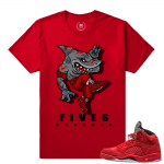 Retro 5 Jordan Red Suede - Fives Street Shark Matching Shirt - Red