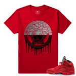 Jordan Retro 5 Red Suede - Medusa Drip Matching Shirt - Red