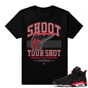 Sneaker tees Jordan 6 Infrared | Respect the Shooter | Black shirt