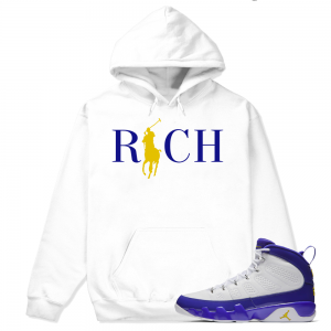 Match Jordan 9 Kobe | Country Club Rich | White Hoodie