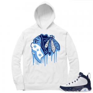 Jordan 9 UNC | Black Hawks Drip | White Hoodie