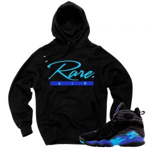 Aqua 8s Hoodie to match 'Rare Air Script' Black Hoodie