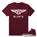 Jordan Retro 12 Bordeaux Sneaker tees 'Blunts Logo' T shirt Maroon