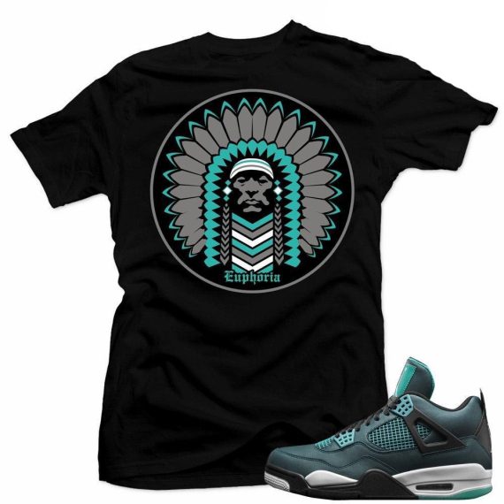 Teal 4s matching shirts sneaker tees | Cheifin sneaker tees shirt Black | Streetwear Online