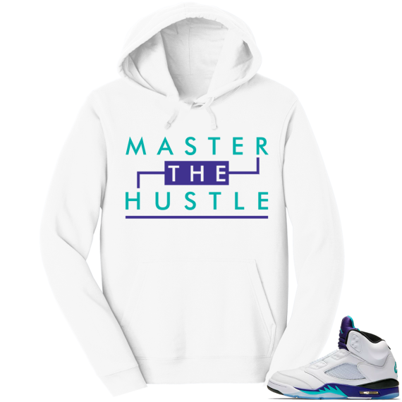 Jordan Retro 5 Hoodie Grape 5 | Master the Hustle | White Hoodie