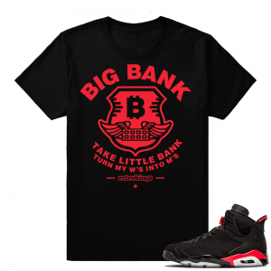 Sneaker tees Jordan 6 Infrared | Big Bank | Black shirt