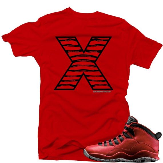 Bulls over Broadway 10s matching sneaker tees shirts |Steel X sneaker Tee RED | Streetwear Online