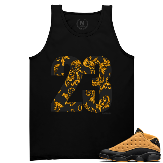 Match Air Jordan 13 Chutney | Royal Floral 23 | Black Tank Tee