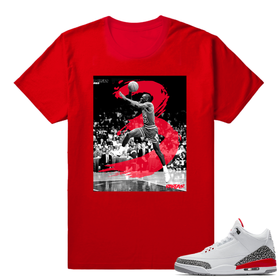 Katrina 3s shirt  MJ in the 3s  Red tee