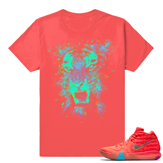 Kyrie 4 Lucky Charms t shirts  Stealth Dxpe Tiger  Coral Red Tee