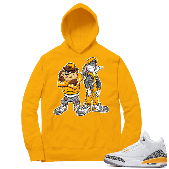 Laser Orange 3s Sneaker Hoodie - Gold - Bugs and Taz