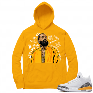 Laser Orange 3s Sneaker Hoodie - Gold - Nipsey Tribute