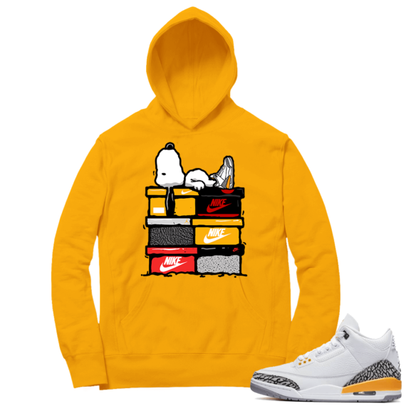 Laser Orange 3s Sneaker Hoodie - Gold - Sneakerhead Snoopy