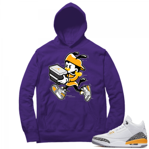 Laser Orange 3s Sneaker Hoodie - Purple - Double Up