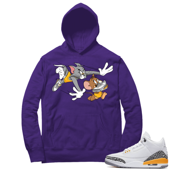 Laser Orange 3s Sneaker Hoodie - Purple - Finesse